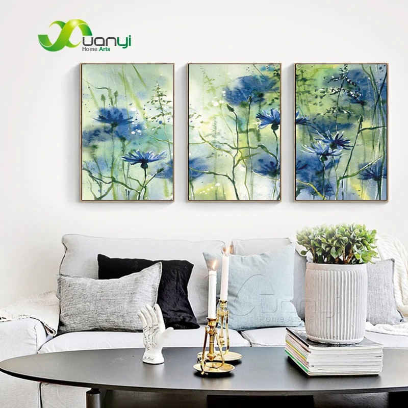 

3 Panel Abstract Home Art Fower Watercolor Art Painting Prints On Canvas Modular Oil Painting Watercolor Flower Picture Unframed