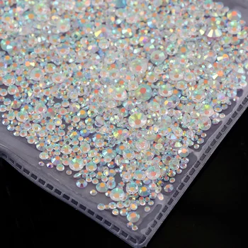 

SS3-SS20 Transparent AB 1440Pcs Nail Art Rhinestones Glass Flatback Non Hotfix Glue On Rhinestone For Nails DIY Decor