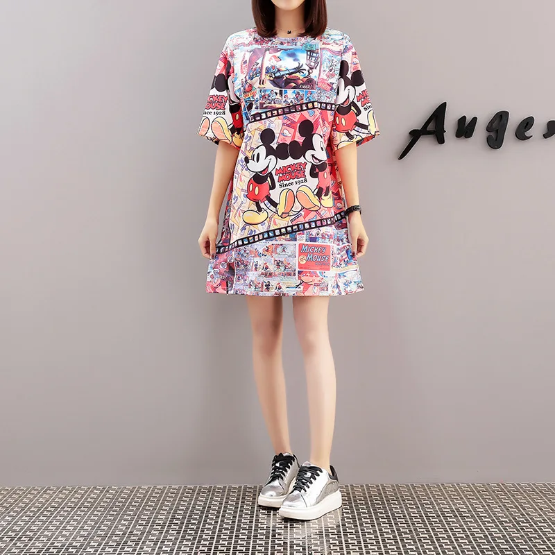 

Mickey Mouse Dress Cartoon Short Plus Size Dress Mickey Mouse Personality Sweater Dress Loose Dress Women
