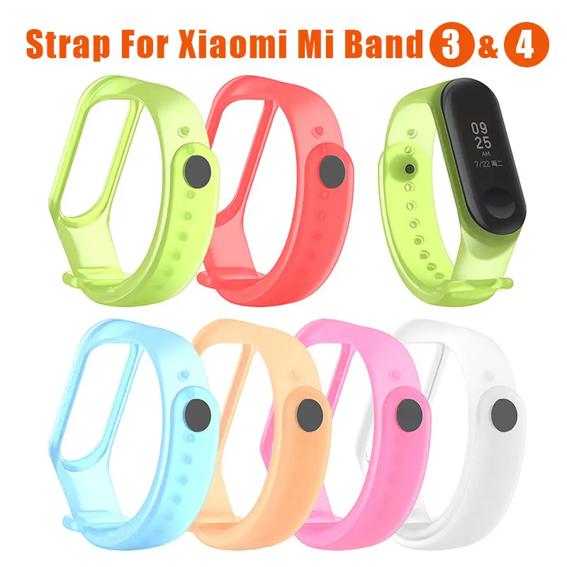 

Translucent Silicone Strap For Xiaomi Mi Band 4 Miband 3 Sport Bracelet Wristband Universal TPU TPE Watch Wrist Replacement Band