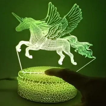 

2019 Latest Unicorn Night Lights LED Table Lamps 7 coloful touch USB Creative Gift Light Visualization Optical For kids