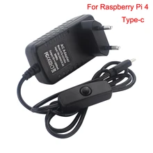 Raspberry Pi 4 Питание 5V 3A Тип-C Мощность адаптер с включения/выключения EU/US/UK AU Зарядное устройство для RPI 4 модели B