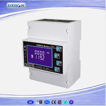 

SDM630 Modbus RS485 Din Rail KWH Three Phase Energy Meter 100A Solar PV Energy Meter RTU Digital Meter