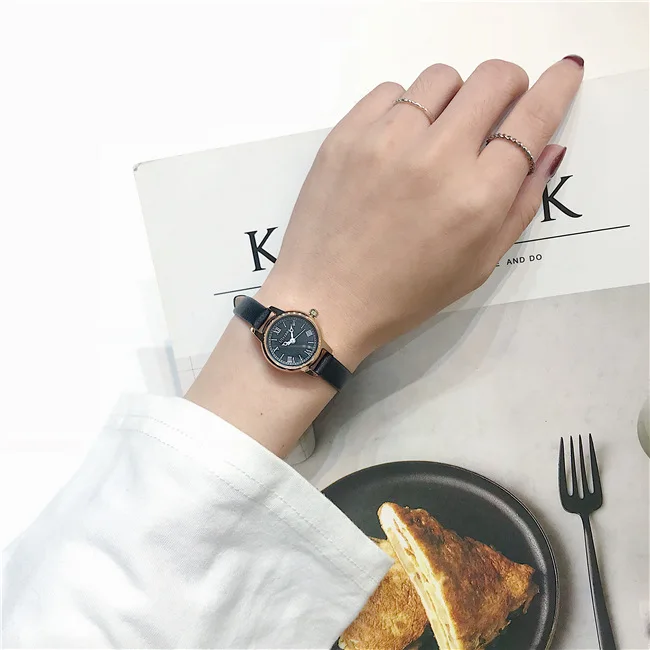 Роскошные женские модные изысканные римские Ретро часы элегантные дамские дизайнерские маленькие наручные часы винтажные кожаные женские нарядные часы - Цвет: All black