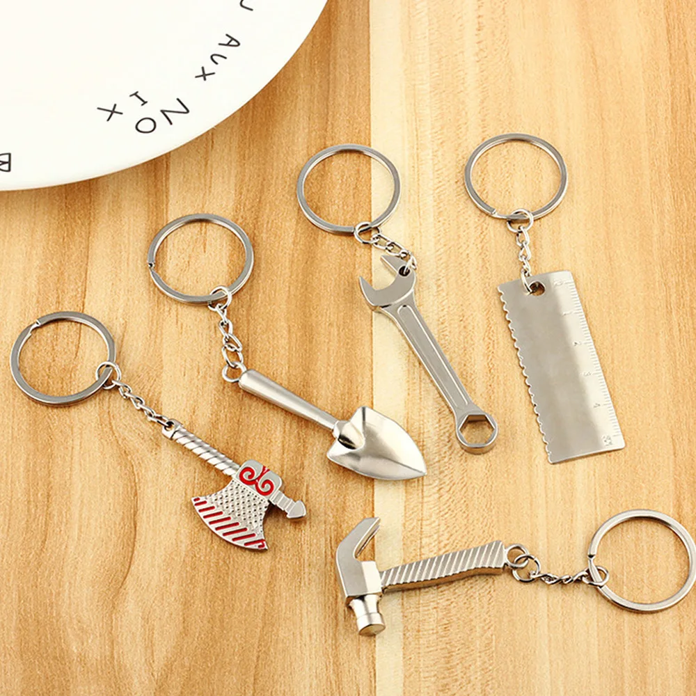 

Mini Tool Wrench keyrings Electric drill axe Adjustable Wheel Rim Keychains Saw blade hammer Key Rings pliers Shovel keyring