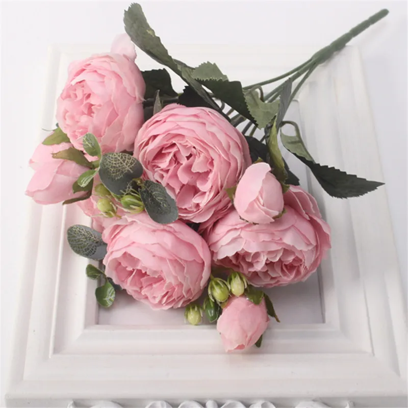 CHUXIN имитация шелковой розы пиона семейные вечерние украшения для гостиной искусственный цветок для свадьбы фотостудия реквизит для фотографий 1 шт - Цвет: Розовый