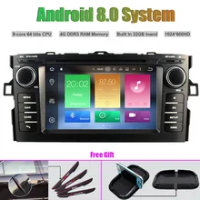 Восьмиядерный Android 8.0 Автомобильный мультимедийный DVD плеер для Toyota Auris
