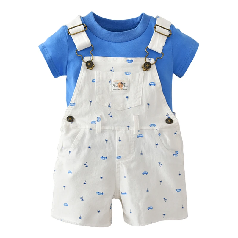 

Gentleman Short Sleeves Shirt+Overalls For Baby Boys Girls Outfits Set Kids Children Babies Clothing Set Bobo Choses Jumpsuits