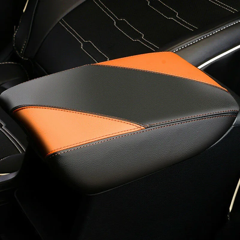 Car Armrest Box Cover Protector Mat For Honda CRV- Black+Brown Soft Arm Rest Box Mat