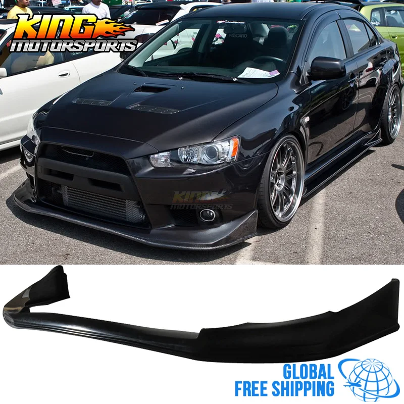 FOR 2008 2015 MITSUBISHI LANCER EVO 10 X EVO X URETHANE BUMPER LIP SPOILER Global Free Shipping