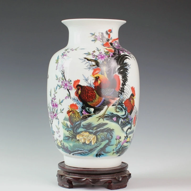 Jingdezhen Керамические семейному Роза фарфоровая ваза Воск Тыква бутылка петух фигура декоративная предметы мебели