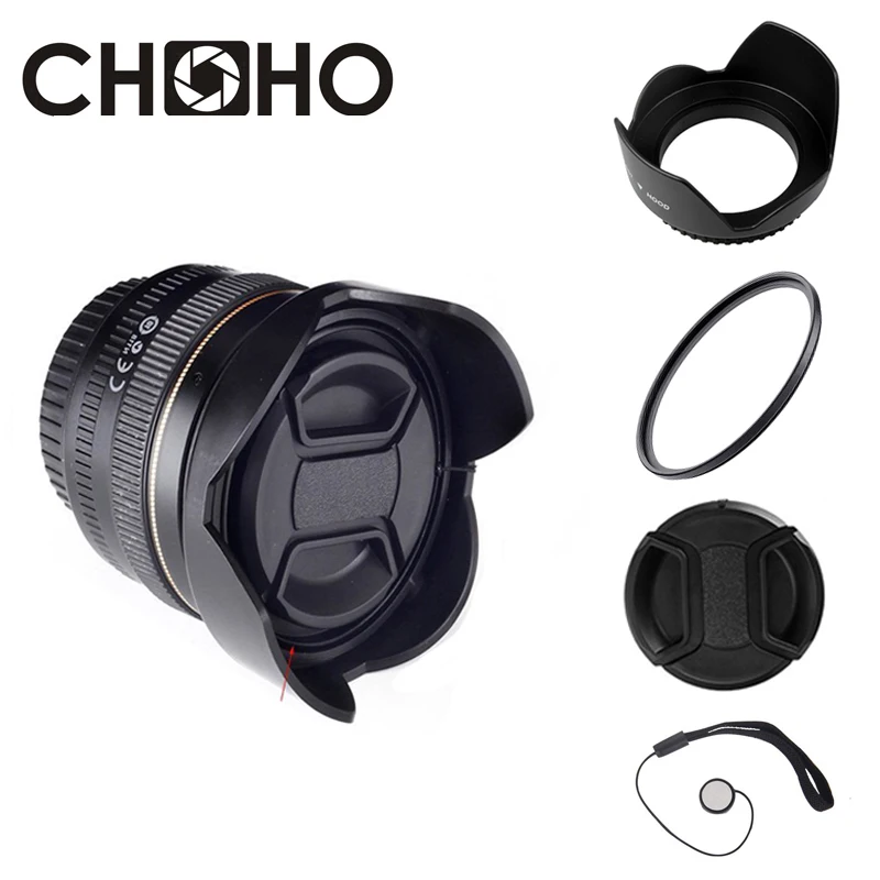 

Lens Hood + UV Filter + Lens Cap Universal Tulip Petal Flower Filtro Thread Camera Protector 49mm 52mm 58mm 55mm 62mm 67mm