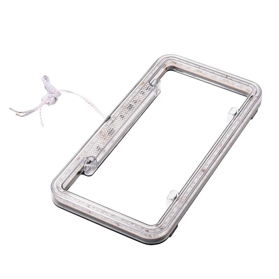 White LED Lighting Acrylic USA/Canada License Plate Frame Tag Cover Holder for Auto Truck Vehicle 12V