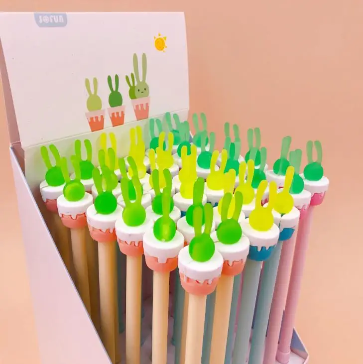 4 шт./компл. Kawaii 0,5 чашка мм Кролик Силиконовый гель черные чернила для ручек ручки для письма из Кореи; Канцтовары офисный школьный расходные материалы