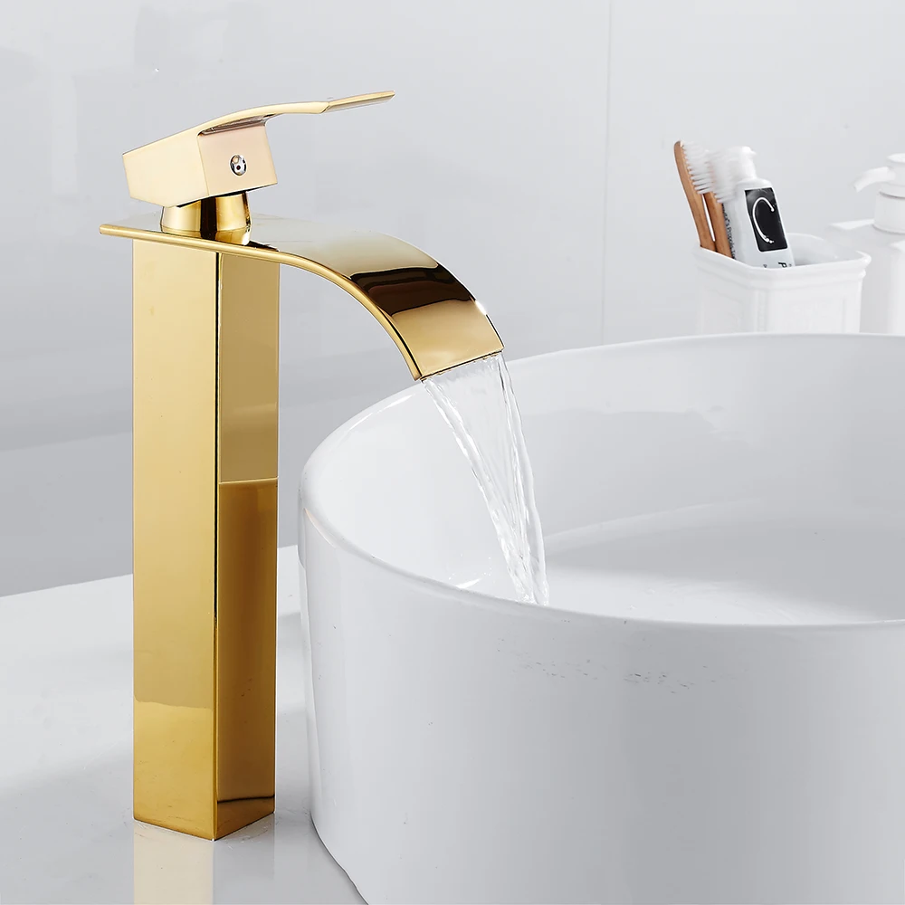 Золотой кран для раковины воды Смеситель для ванной твердые смесители с Одной ручкой раковина воды смеситель