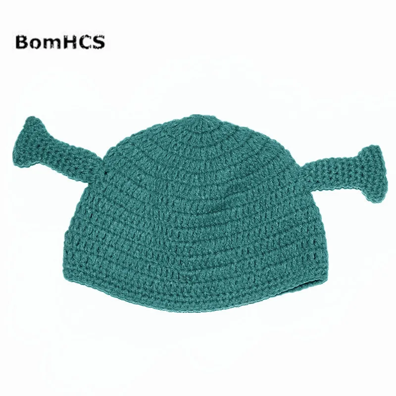 peacock blue BomHCS Новинка милый Монстр шрек шапочки мужские женские шапки забавные бейсболки с животными на день рождения уникальные подарки ручной работы теплые зимние Gorros - Цвет: peacock blue