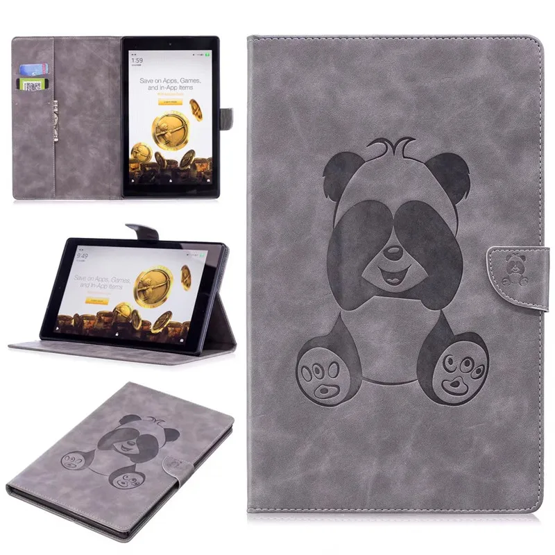 Для Amazon Kindle Fire HD10 бизнес тиснение мультфильм панда из искусственной кожи умный чехол для Amazon Fire HD 10 чехол для планшета