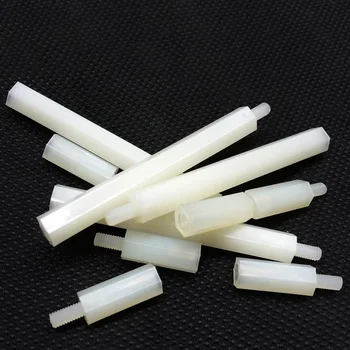 

10pcs M3 Nylon column external hex Single head isolation column white spacers standoff amplifier board nuts 35mm-50mm length
