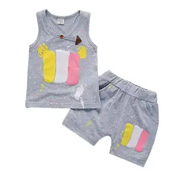 Для маленьких мальчиков летние хлопковые Костюмы комплекты Костюмы короткий рукав спортивный костюм для мальчиков Спортивная одежда