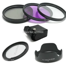 67mm Lens UV CPL FLD Filter Kit For Canon DSLR SX40 SX50 Adapter Ring +LH-DC60 Lens Hood+CASE Free Shipping