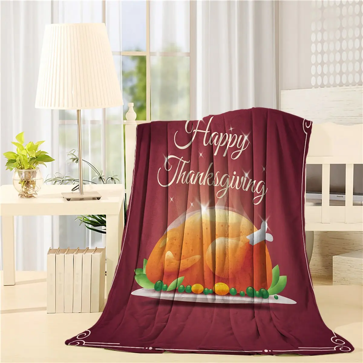 Modern Home Red Happy Thanksgiving Day Delicious Turkey Art Prints