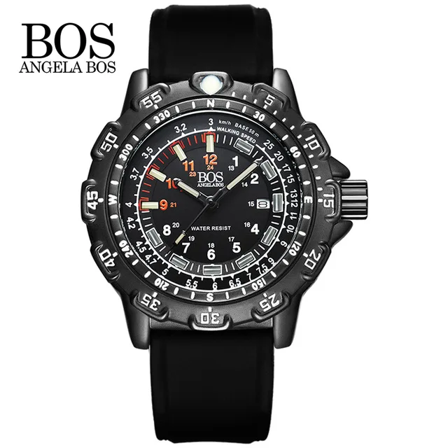 

ANGELA BOS Top Brand Luxury Fashion Business Quartz Watch Men Sport Waterproof Wristwatch Luminous Military Watch Clock