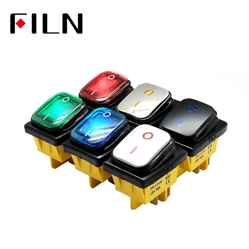 

16A 250VAC Waterproof kcd4 on off on-on momentary rocker switch IP67 dpst switch dpdt led lamp illuminated switch