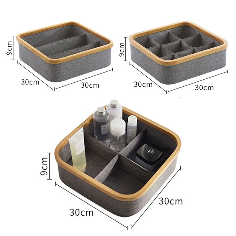 Бамбуковый органайзер для нижнего белья, носков, бюстгальтеров, ящик для хранения, органайзер для макияжа