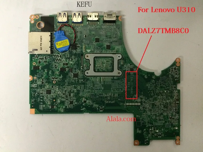 

KEFU DALZ7TMB8C0 REV C 11S90002339 For lenovo Ideapad U310 13'' Laptop Motherboard with processor on board