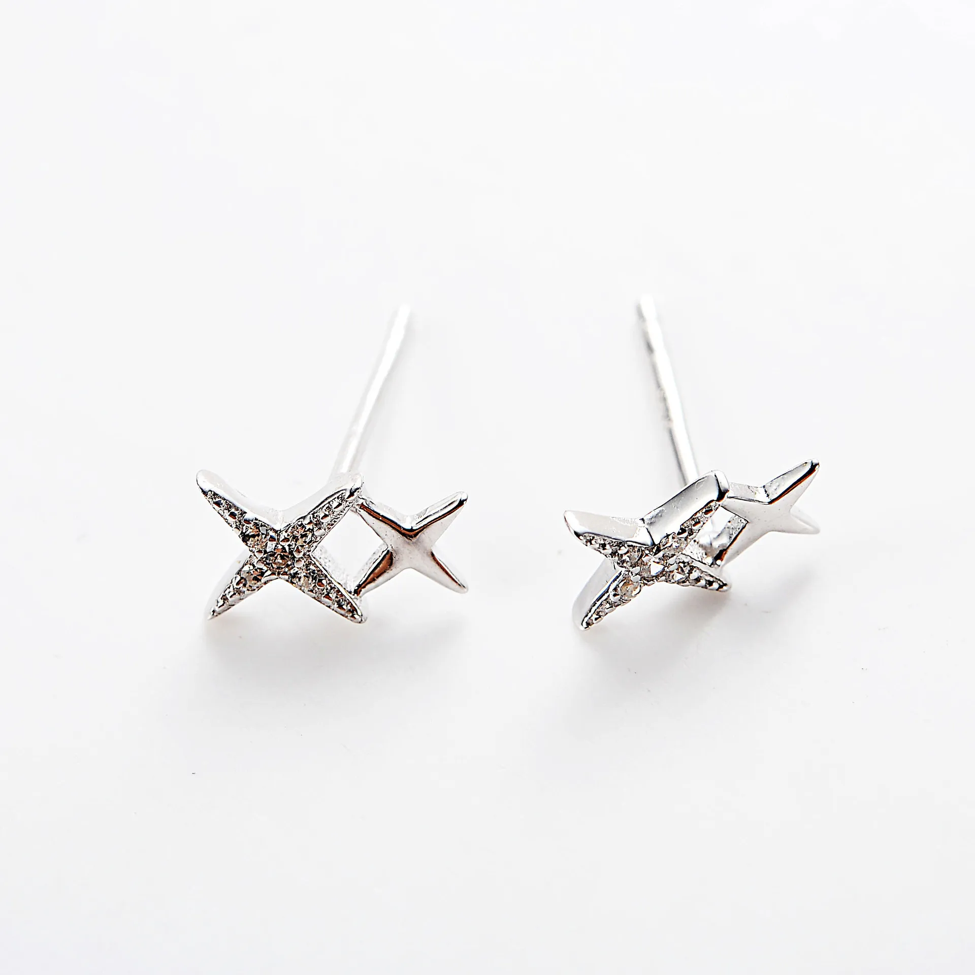 Серьги Four awn star full cz 100% Стерлинговое Серебро 925 пробы ювелирное изделие модный