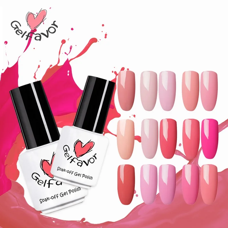 

Gelfavor 1PCS Nude Pink Colors Series Gel Nail Polish Fresh Style Gel Varnish Soak-Off UV LED Long-lasting Nail Lacquer