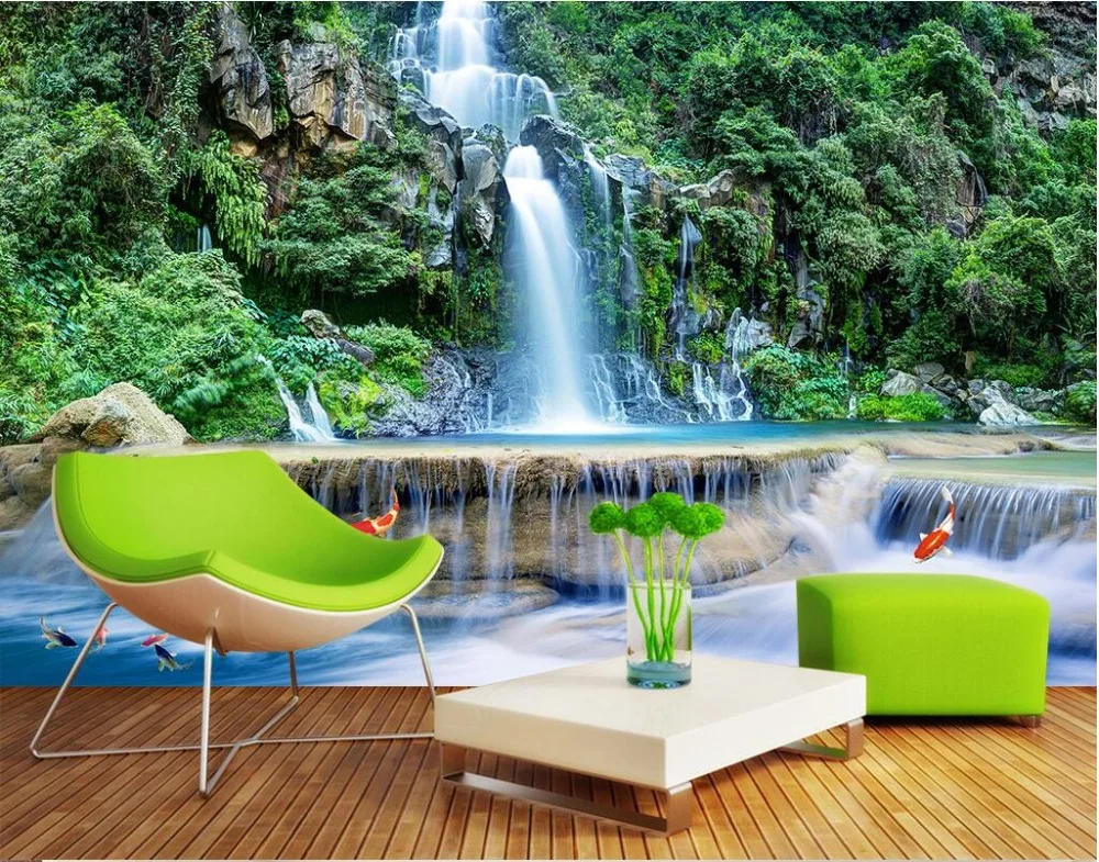 3d wallpaper custom photo non woven mural mountain waterfalls running water 3d wall murals