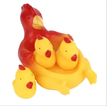 

4pcs/set Lovely Turkey Animals Water Toys Colorful Soft Rubber Float Squeeze Sound Squeaky Bathing Toy For Baby Kids YH936