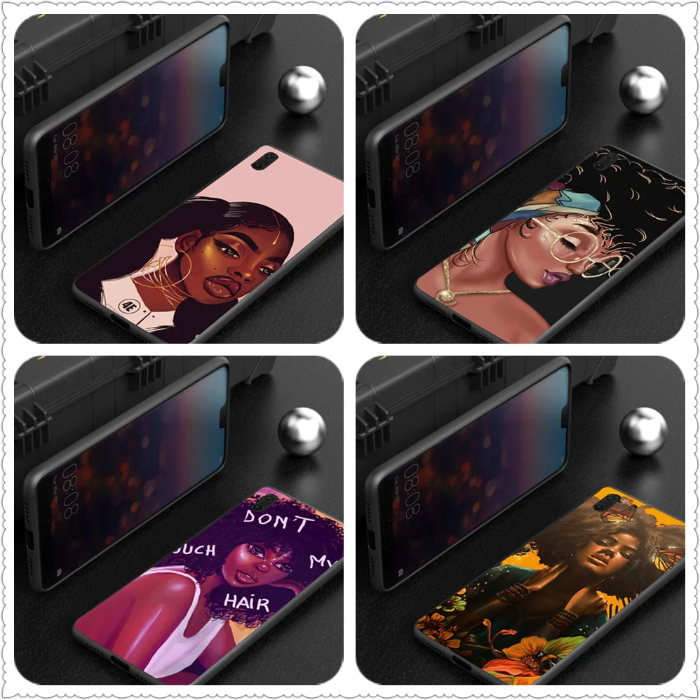 

2bunz Melanin Poppin Aba TPU Patterned Case For Huawei P20 Mate 10 P10 Lite P20 Pro P8 P9 Lite 2017 art women instagram Cover