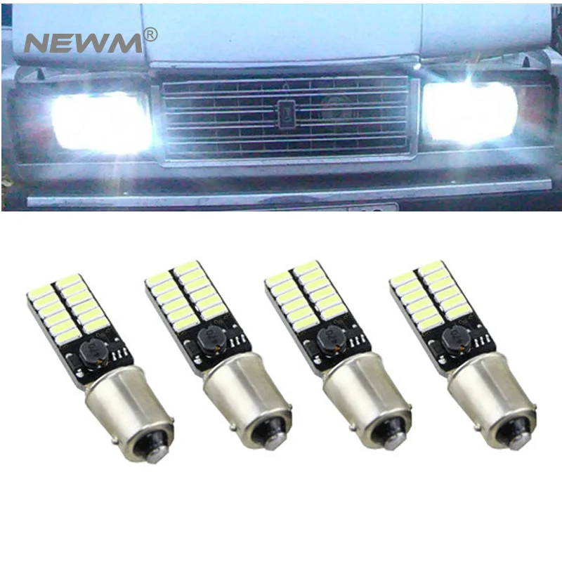 

4pcs Super White LED BA9S T4W Canbus LED 5W 24SMD 4014 Light bulbs Side Turn Signals No error Reverse Lights DC 12V for Car