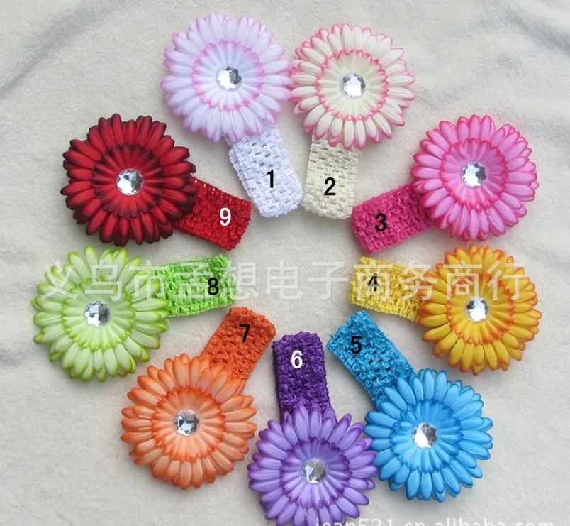

best sale Baby Hair Bows Crochet Headband Knit Waffle Headband With Flower