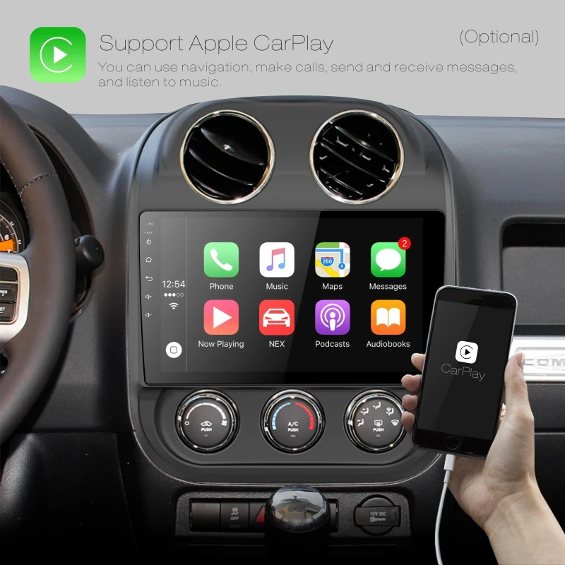 Perfect Dinpei Android 9.0 Car Radio Multimedia Player For Jeep Compass 2010-2016 GPS Navigation 4G wifi video mp5 carplay android auto 3