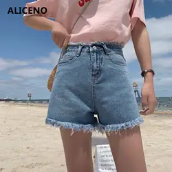 ALICENO 2019 летние сексуальные джинсовые шорты женские с высокой талией повседневные джинсовые шорты свободные шорты с карманами Большие