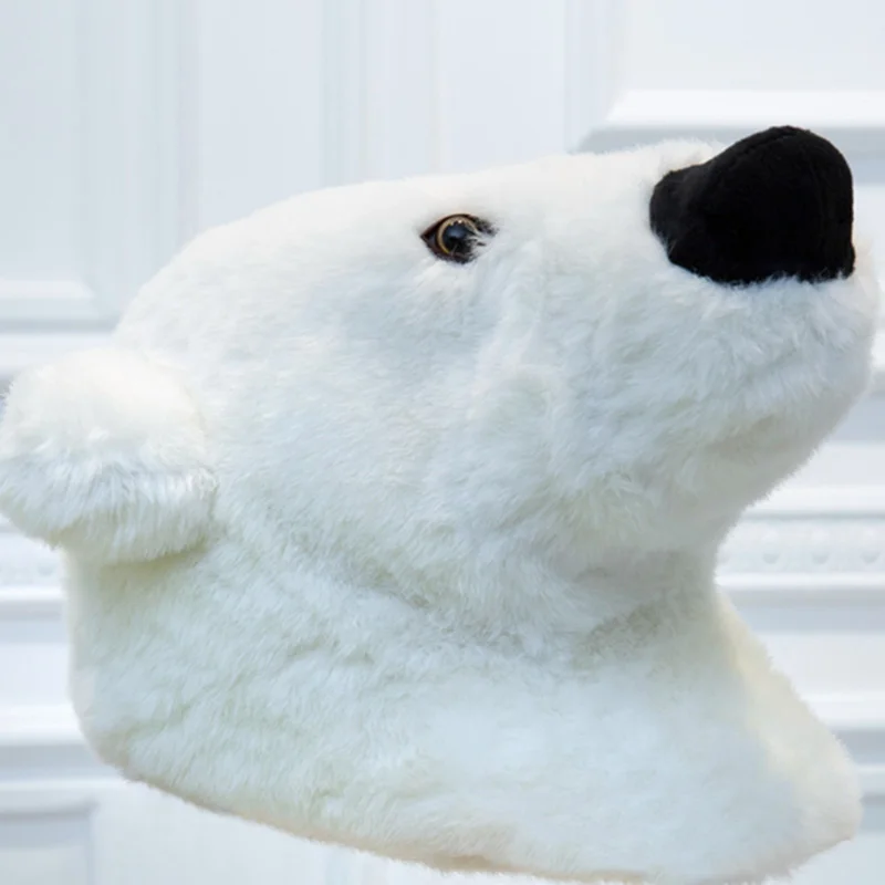 Имитация 3D головы полярного медведя, плюшевый медведь, игрушка, животное, детская комната, настенное украшение, художественная настенная подвесная кукла, реквизит в скандинавском стиле