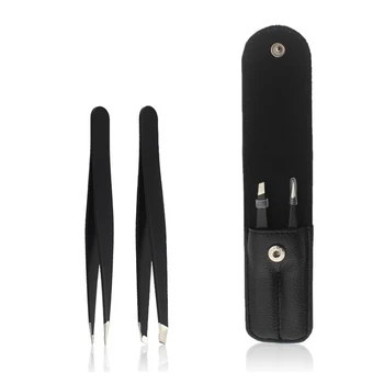 

2pcs Eyebrow Tweezers Set, Eyelash Clip Nose Face Ingrown Hair Removal Trimmer for Women Men, Point Flat Tip Tweezer Tools Kit