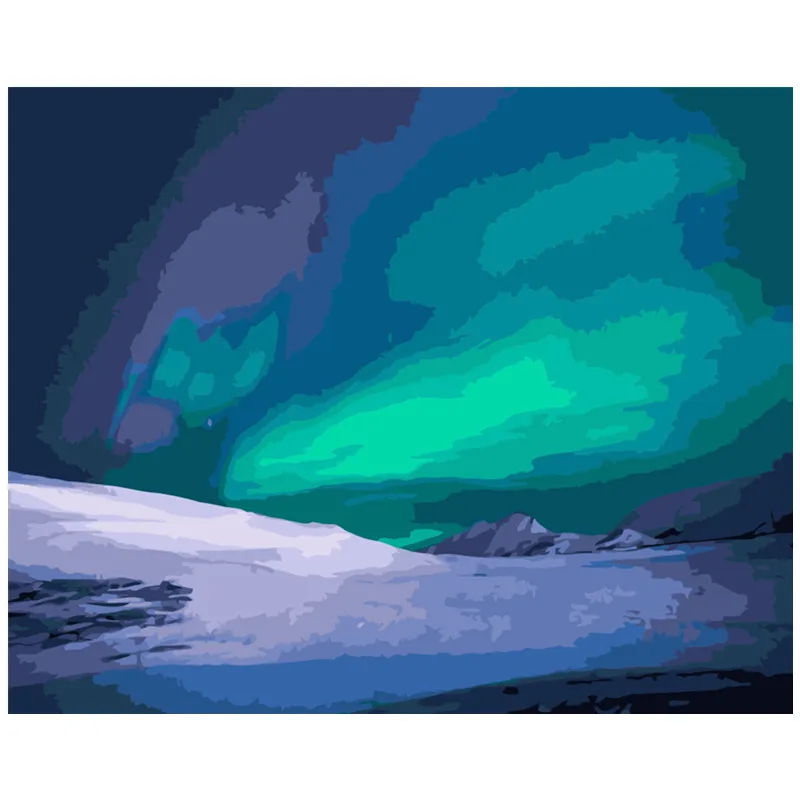 Dropshipping 60x75cm Painting By Numbers DIY Northern Lights Scenery Wall Art Picture Acrylic For Wedding Decoration | Дом и сад