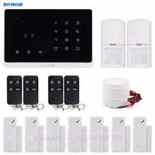 DIYSECUR Беспроводная и Проводная GSM домашняя охранная сигнализация+ Приложение iOS/Android+ 2 PIR сенсор 7 датчик двери 4 Пульт дистанционного управления