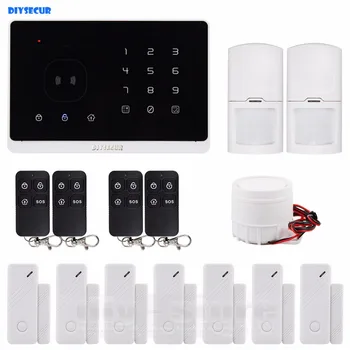 

DIYSECUR Wireless &Wired GSM Home Security Alarm System +iOS / Android Application +2 PIR Sensor 7 Door Sensor 4 Remote Control