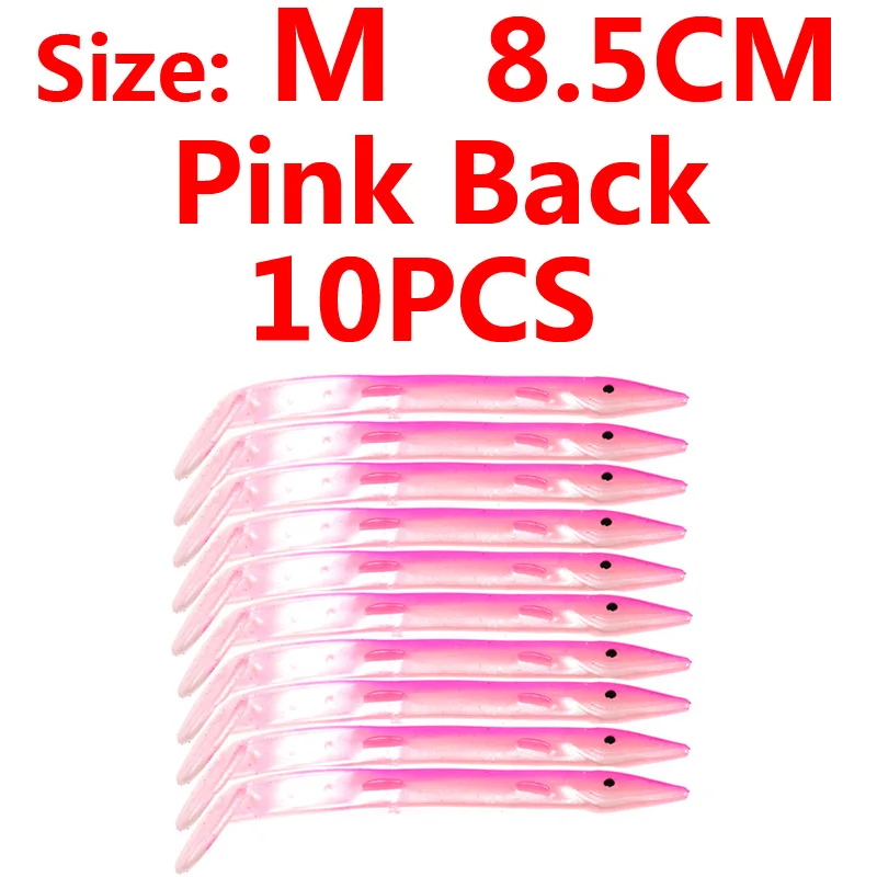 pink back M 10pcs 10 шт., приманка для рыбной ловли в соленой воде, приманка для рыбной ловли, Мягкая приманка для рыбной ловли, приманка для рыбной ловли, приманка для рыбной ловли Сабики, лумо, белый, розовый, зеленый, красный цвет - Цвет: pink back M 10pcs