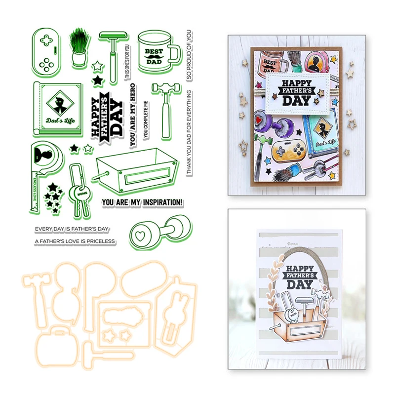 

YaMinSanNiO Cup Stamps and Dies Key Dumbbell book Plant game machine Life Scrapbooking Embossing Crafts For Making Card Dcor DIY
