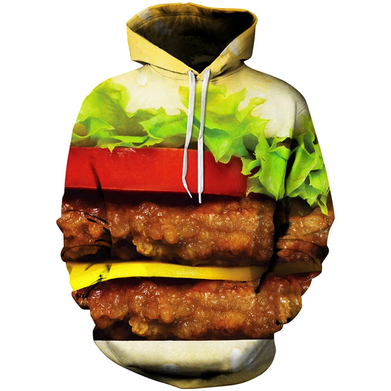 Fashion Adult Men Women Funny Food Hooded Hoodie Harajuku Graphic Coat