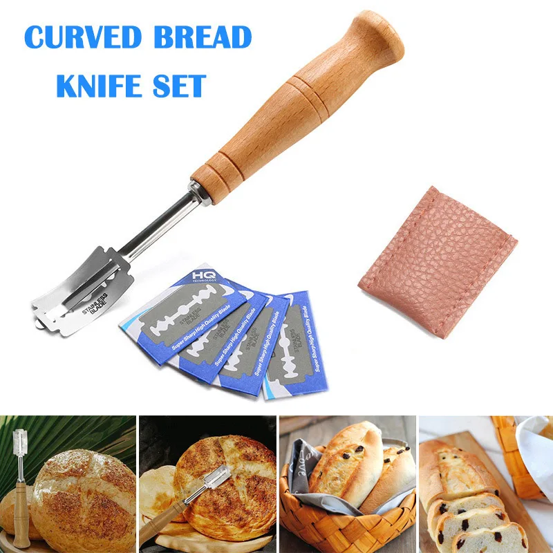 

Newly Bread Bakers Cutter Slashing Tool Dough Making Razor Wood Handle Bakeware TE889