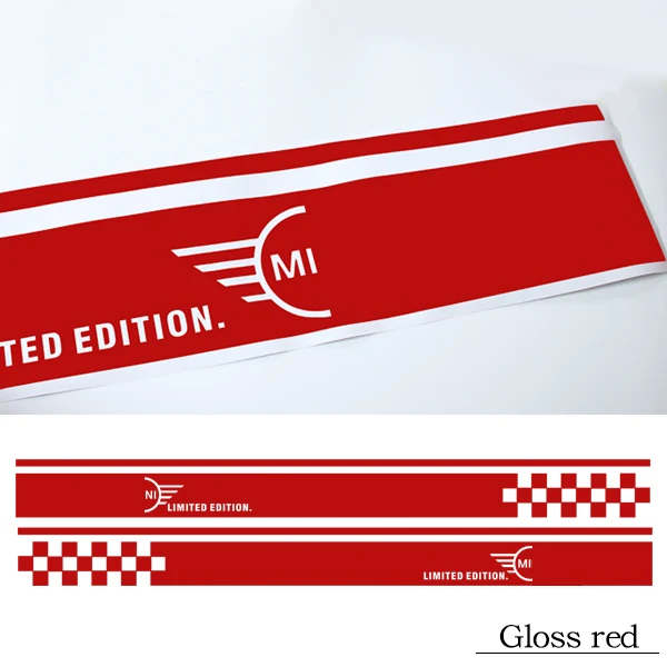 Gloss Red Автомобильный Стайлинг боковая гоночная юбка в полоску Ограниченная серия наклейки для MINI Cooper R50 R52 R53 R56 R57 R58 R59 F55 F56 F54 F60 - Название цвета: Gloss Red