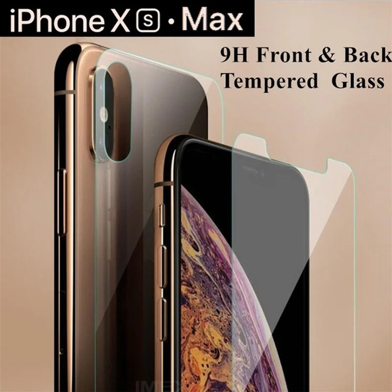

Front Plus Back=2PCS Protective Tempered Glass For iPhone XS Max XR XS X 7 8 6 6s Plus 5S SE 5 Screen Protector Rear Glass Film