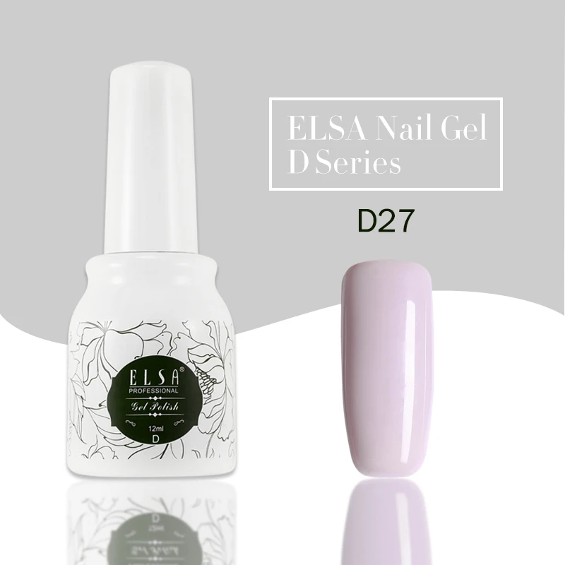 Гель-лак ELSA для ногтей, 12 мл, телесный серый цвет, замачиваемый УФ-Гель-лак, долговечный УФ-лак для дизайна ногтей, маникюрный здоровый гель - Цвет: D27